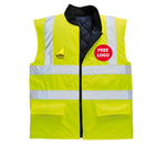 Gas Safe Hi-Vis Reversible Bodywarmer S469 FREE CHEST LOGO